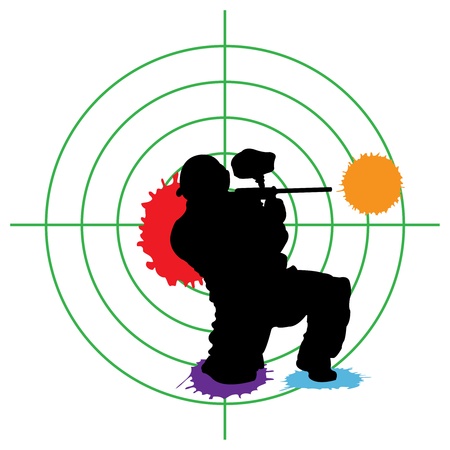 paintball silhouette and a target, vector illustrationのイラスト素材