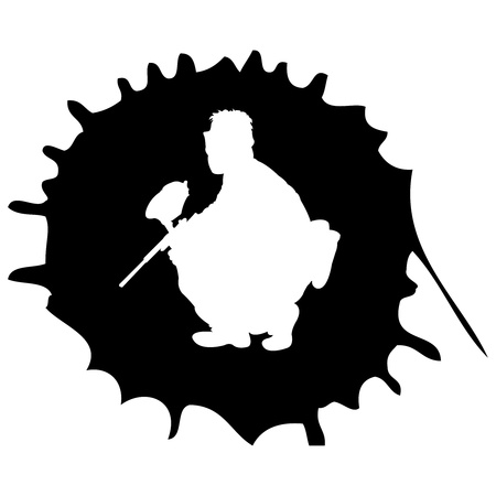 black paintball silhouette into the drop, vector illustrationのイラスト素材