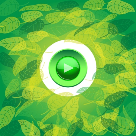 Play button on floral background.