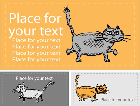 Set of business cards on "cats" theme, sketch style, vector illustration, eps10のイラスト素材
