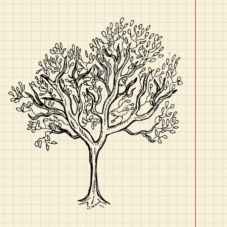 Bush sketch on school paper, vector illustration, eps 10のイラスト素材