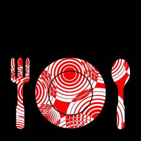 Ornamental spoon, fork and plate, vector illustration, eps10のイラスト素材