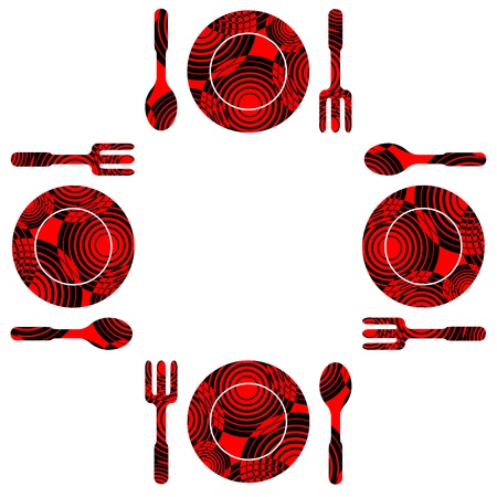 Seamless: ornamental spoon, fork and plate, vector illustration, eps10のイラスト素材