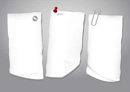 Sheets of paper with tacks and staple.のイラスト素材