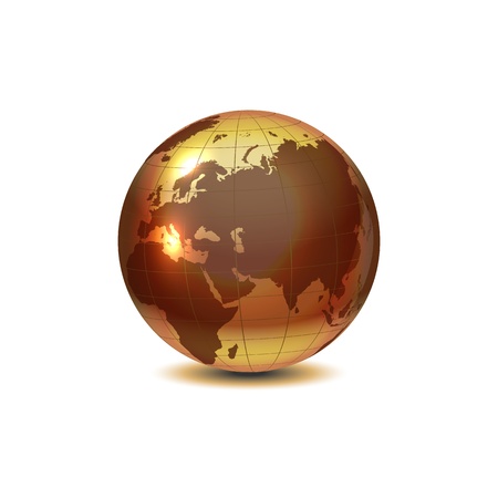 Golden globe with shadow on whiteのイラスト素材