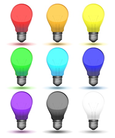 Color set of bulbs with shadows illustration.のイラスト素材