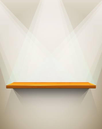 Wooden shelf with place for your exhibitのイラスト素材