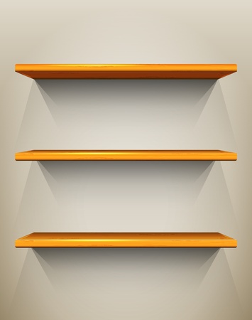 Wooden shelves with place for your exhibitsのイラスト素材