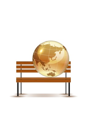 Concept globe on the bench, vector illustration, eps 10, 3 layers. Glad to see you in my portfolio=)のイラスト素材