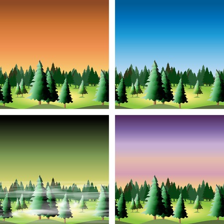 Seamless forest set for your design, vector illustration, eps10のイラスト素材