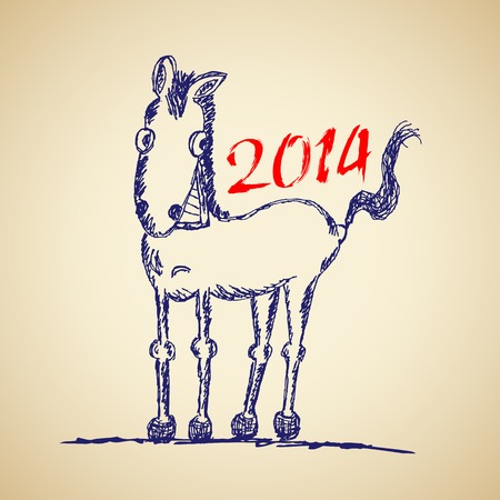 Funny horse sketch for your design, vector illustration, eps10. Glad to see you in my portfolio=)のイラスト素材