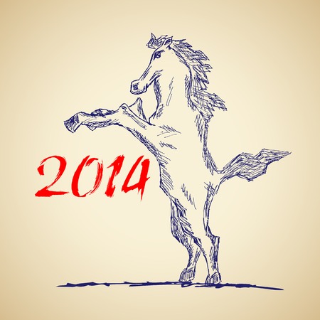Funny horse sketch for your design, vector illustration, eps10. Glad to see you in my portfolio=)のイラスト素材