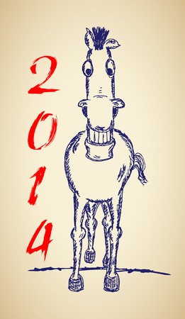 Funny horse sketch for your design, vector illustration, eps10. Glad to see you in my portfolio=)のイラスト素材