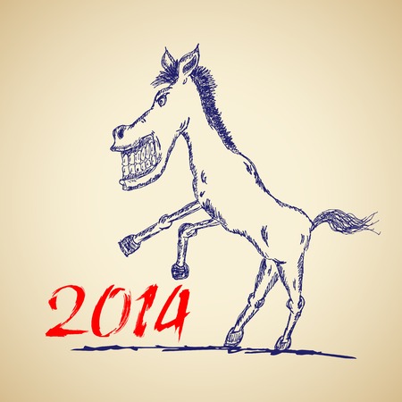 Funny horse sketch for your design, vector illustration, eps10. Glad to see you in my portfolio=)のイラスト素材