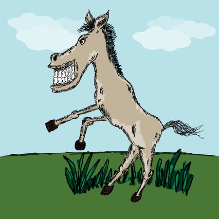 Funny horse sketch for your design, vector illustration, eps10.のイラスト素材