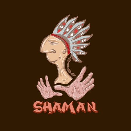 Cartoon indian shamanのイラスト素材