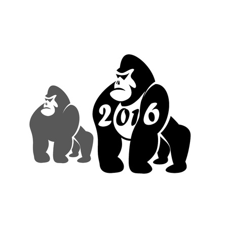 Merry Christmas from gorilla, vector illustration for Your design, eps10のイラスト素材