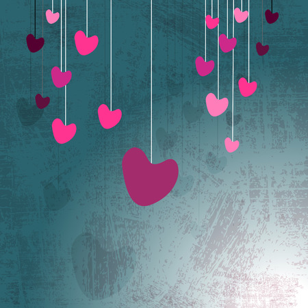 Hanging hearts on grunge, vector illustration for Your designのイラスト素材
