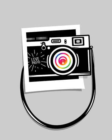 Vintage photo camera out of photoframe, vector illustration for your cool design, eps10のイラスト素材