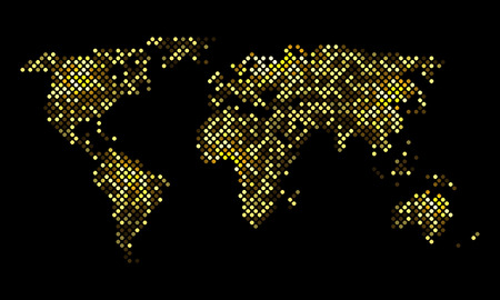Colorful pixel world luminous night map, vector illustration for your designのイラスト素材