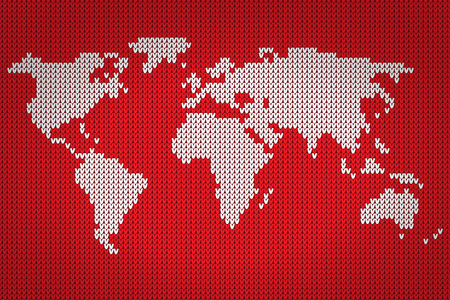 World map lovely knitting style, vector handmade illustrationのイラスト素材