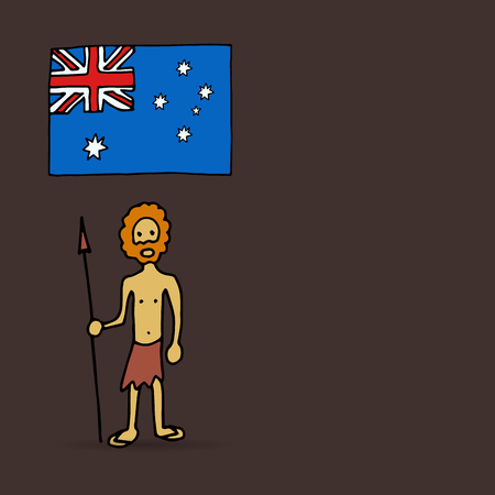 Australian aborigine and flagのイラスト素材