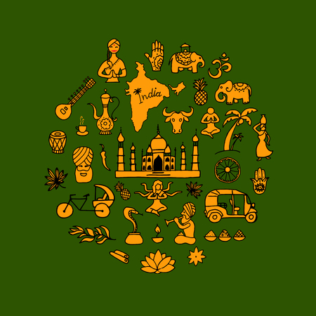 Indian vector icons circle setのイラスト素材