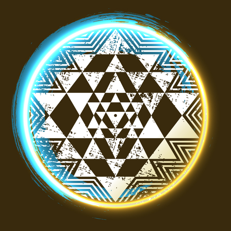 Sri Yantra glowing sacred symbol, vector illustration for your designのイラスト素材