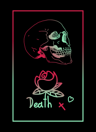 Illustration pour Death skull flower frame - image libre de droit