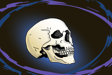 Levitating human skull, vector illustration for your Designのイラスト素材