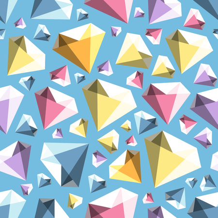 Low poly gem diamond seamless pattern, vector illustration for your designのイラスト素材