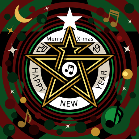 Merry x-mas happy new year music star nightのイラスト素材