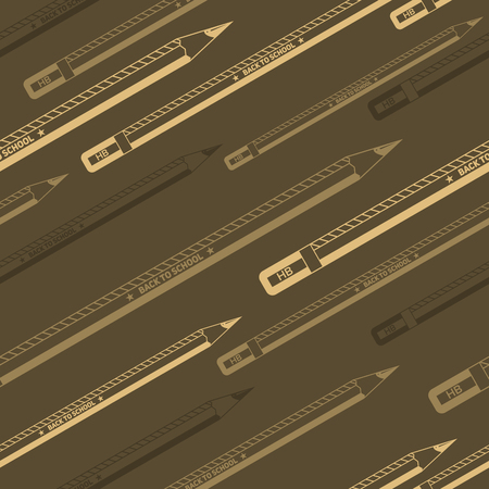 Back to school brown seamless pencils pattern, vector illustrationのイラスト素材