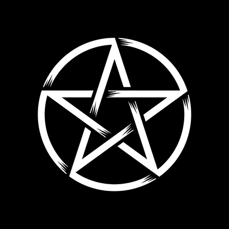 Pentagram isolated occultism symbol, vector illustration, star in circle