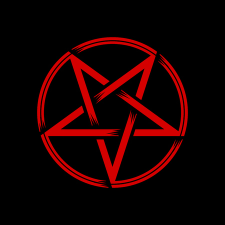 Pentagram isolated occultism symbol, vector illustration, star in circleのイラスト素材