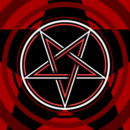 Pentagram isolated occultism symbol, vector illustration, star in circleのイラスト素材