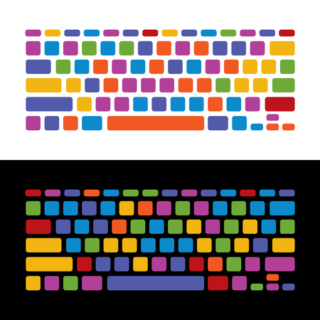 Keyboard childish colorful set on white and black, vector illustrationのイラスト素材