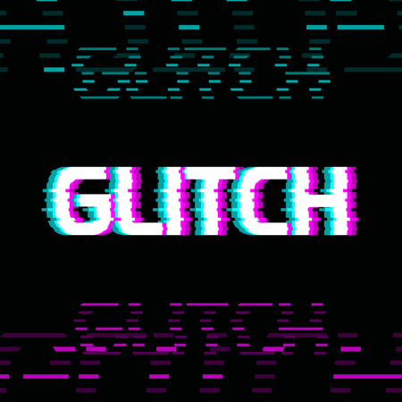Glitch effect colorful vector illustration on darkのイラスト素材