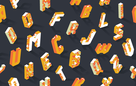 Isometric alphabet vector abc seamless pattern backgroundのイラスト素材