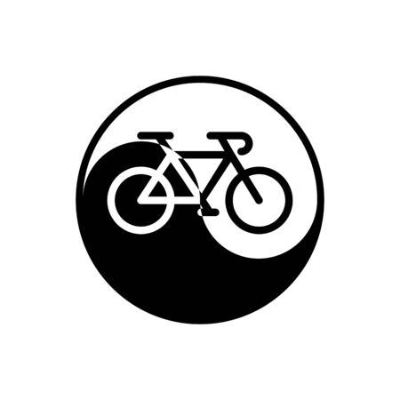 Bicycle with yin yang wheel isolated on white background. Yoga bike. Vector illustration for your designのイラスト素材