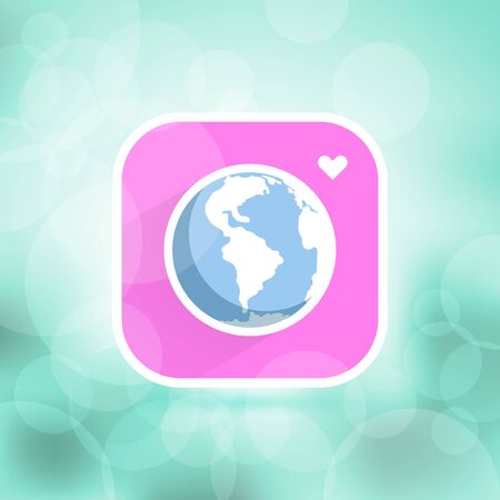 Web icon of earth global social networking with heartのイラスト素材