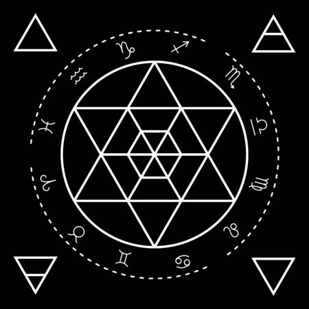 Zodiacal circle for studing astrology minimalistic vector illustrationのイラスト素材