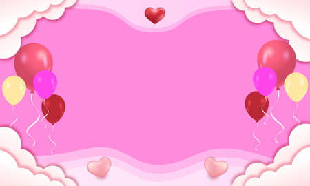 pink background with love and ballons. suitable for valentine card for special personのイラスト素材