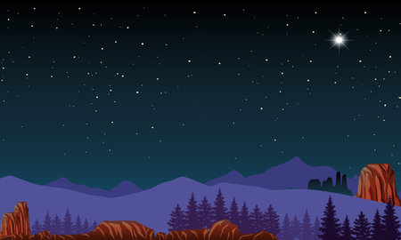 Night illustration in the desert vector backgroundのイラスト素材