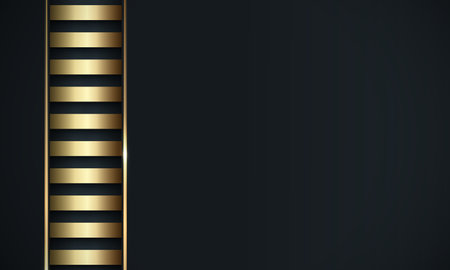 Abstract black background with golden stripes. Vector illustration for your design.のイラスト素材