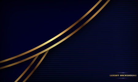 Luxury dark blue background with golden lines. Graphic design elementのイラスト素材
