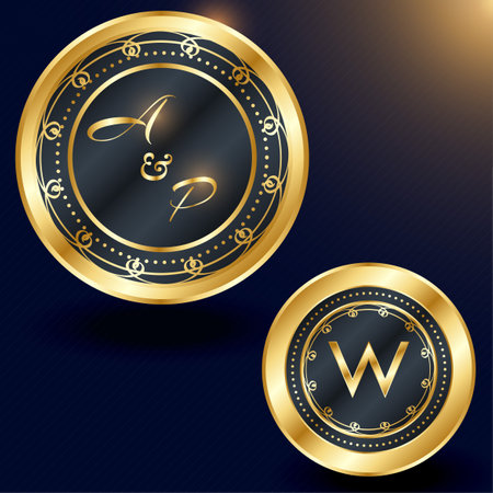 luxury badge border for cover logo wedding invitationのイラスト素材