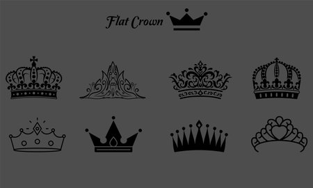 Set of crowns. Vector illustration in black and white colors.のイラスト素材