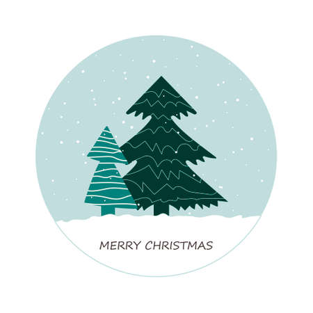 Holiday concept for Christmas and New year. Winter holiday card with Christmas tree decoration. A design element for greetings, invitations, posters, websites, and apps.のイラスト素材