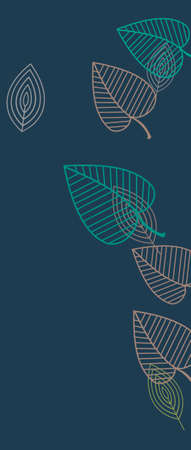 A set of multicolored leaves on a blue background. Pattern with foliage. Graphic printing for postcards and calendars.のイラスト素材